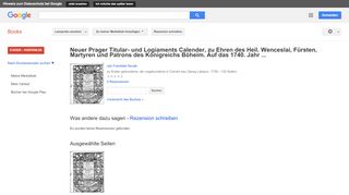 
                            12. Neuer Prager Titular- und Logiaments Calender, zu Ehren des Heil. ... - Google Books-Ergebnisseite