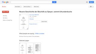 
                            11. Neuere Geschichte der Bischöfe zu Speyer, sammt Urkundenbuche