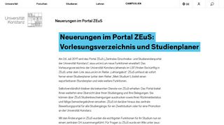 
                            2. Neuerungen im Portal ZEuS | Universität Konstanz