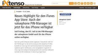 
                            11. Neues Highlight für den iTunes App Store: Auch der valuephone PIN ...