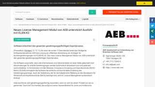 
                            10. Neues License Management Modul von AEB unterstützt Ausfuhr mit ...
