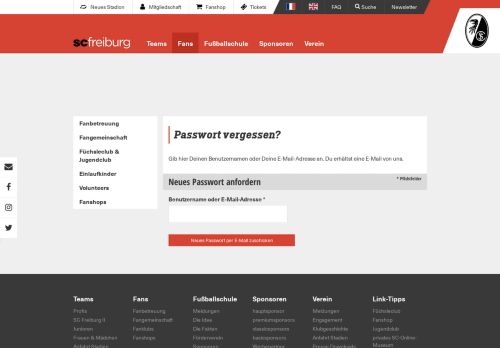 
                            3. Neues Passwort anfordern - SC Freiburg