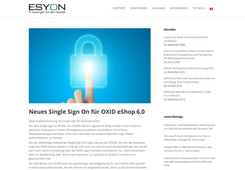 
                            6. Neues Single Sign On für OXID eShop 6.0 - ESYON