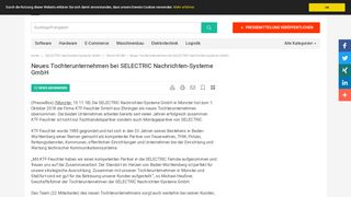 
                            6. Neues Tochterunternehmen bei SELECTRIC Nachrichten-Systeme ...