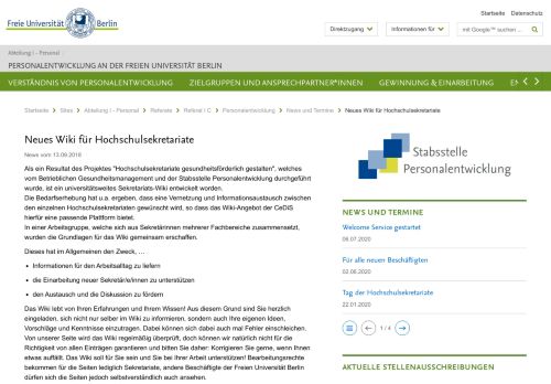 
                            5. Neues Wiki für Hochschulsekretariate - Freie Universität Berlin