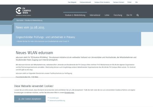 
                            12. Neues WLAN eduroam - News und Termine - FH Campus Wien