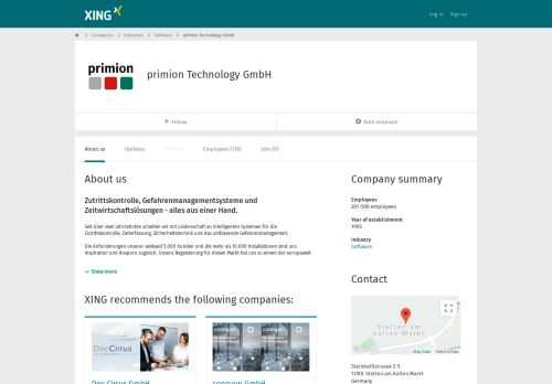 
                            8. Neuigkeiten von primion Technology AG | XING Unternehmen