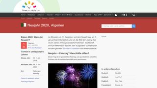 
                            2. Neujahr 2020, Algerien - timeanddate.de