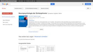 
                            7. Neuropsychologie der Schizophrenie: Symptome, Kognition, Gehirn - Google Books-Ergebnisseite