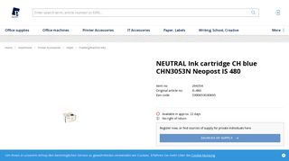 
                            10. NEUTRAL Ink cartridge CH blue CHN3053N Neopost IS 480 - Papedis