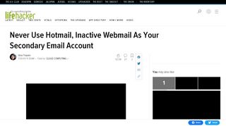 
                            10. Never Use Hotmail, Inactive Webmail As Your Secondary Email Account
