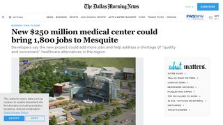 
                            10. New $250 million medical center could bring 1,800 jobs to Mesquite ...