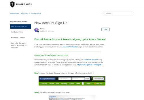 
                            5. New Account Sign Up – Armor Games