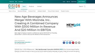 
                            11. New Age Beverages Announces Merger With Morinda, Inc., Creating ...