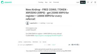 
                            7. New Airdrop - FREE COINS / TOKEN - XRPZERO (XRP0 ... - Steemit