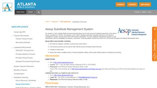 
                            5. New Applicants / Aesop Substitute Management System