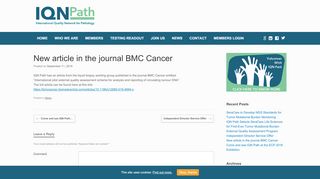 
                            10. New article in the journal BMC Cancer | IQN Path