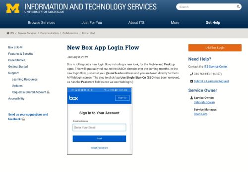 
                            3. New Box App Login Flow / U-M Information and Technology Services