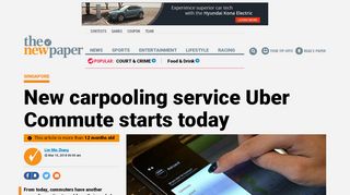 
                            10. New carpooling service Uber Commute starts today, Latest Singapore ...