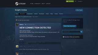 
                            1. NEW CONNECTION DETECTED :: Knight Online ... - Steam Community
