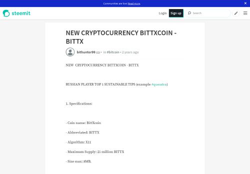 
                            8. NEW CRYPTOCURRENCY BITTXCOIN - BITTX — Steemit