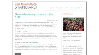 
                            6. New e-learning course on the CHS - Core Humanitarian Standard