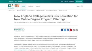 
                            4. New England College Selects Bisk Education for New Online ...