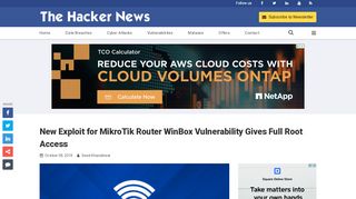 
                            5. New Exploit for MikroTik Router WinBox Vulnerability Gives Full Root ...