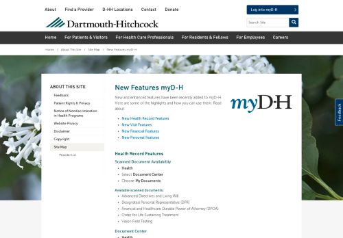 
                            4. New Features myD-H | About This Site | Dartmouth-Hitchcock