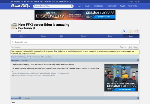 
                            13. New FFXI server Eden is amazing - Final Fantasy XI Message Board ...
