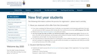 
                            3. New first year students - Wits University