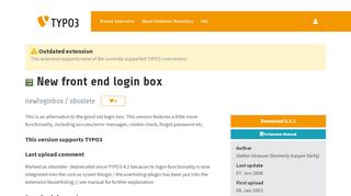 
                            2. New front end login box (newloginbox) - TYPO3 Extension Repository