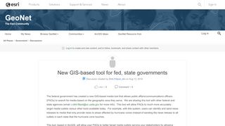 
                            6. New GIS-based tool for fed, state governments | GeoNet
