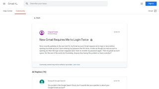 
                            7. New Gmail Requires Me to Login Twice - Google Product Forums