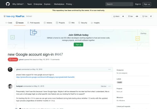 
                            3. new Google account sign-in · Issue #447 · kee-org/KeeFox · GitHub
