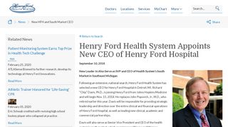 
                            3. New HFH and South Market CEO | Henry Ford Health System - Detroit ...
