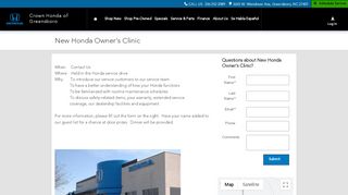 
                            9. New Honda Owner's Clinic at Crown Honda of Greensboro