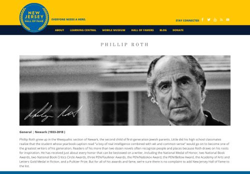 
                            12. New Jersey Hall of Fame » Phillip Roth