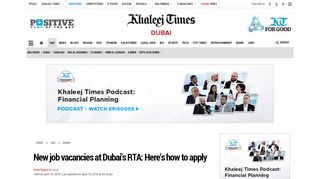 
                            8. New job vacancies at Dubai's RTA: Here's how to apply - Khaleej Times