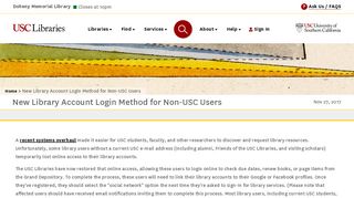 
                            3. New Library Account Login Method for Non-USC Users | USC Libraries