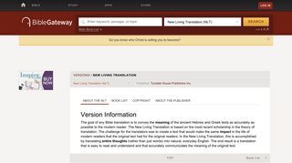 
                            9. New Living Translation (NLT) - Version Information - BibleGateway.com