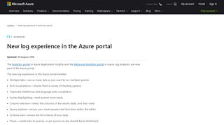 
                            4. New log experience in the Azure portal | Azure updates | Microsoft Azure