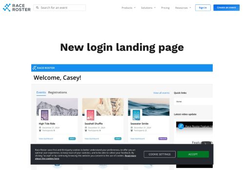 
                            6. New login landing page - Race Roster :Race Roster