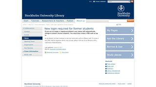 
                            9. New login required for former students - Library - Stockholms universitet