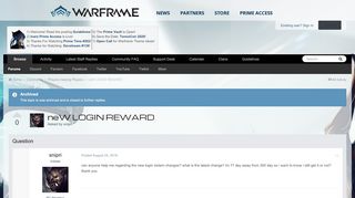 
                            2. neW LOGIN REWARD - Players helping Players - Warframe Forums