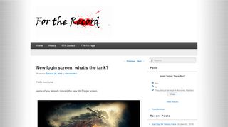 
                            10. New login screen: what's the tank? | For the Record