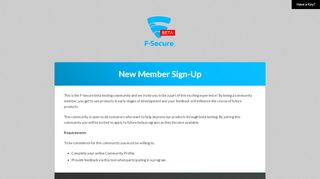 
                            4. New Member Sign-Up - F-Secure
