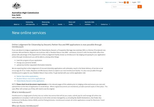 
                            8. New online services - Australian High Commission