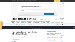
                            10. New online therapy unveiled by SilverCloud Health - Irish Times