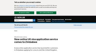 
                            10. New online UK visa application service comes to Zimbabwe - GOV.UK